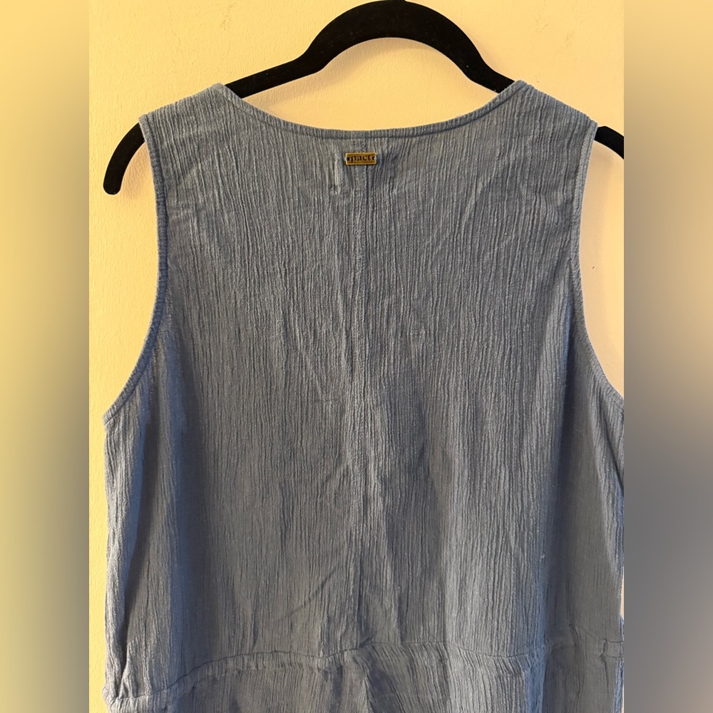 Pact Organic Cotton Jumpsuit Sz S Blue Boho Beachy Farmers Market Pockets - Picture 5 of 10